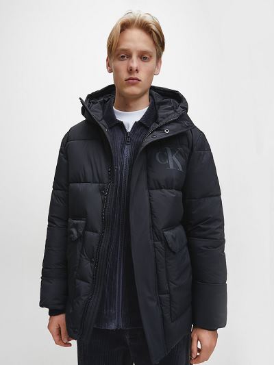 Calvin Klein Ruhák HU300321 | Calvin Klein Recycled Polyester Hooded Férfi Dzseki Fekete